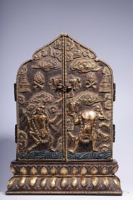 A Gilt Bronze Chakrasamvara Ghau Shrine
