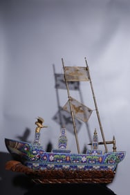 A Cloisonné Enamel Ship Ornament