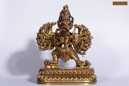 A Gilt Bronze Yamantaka Statue
