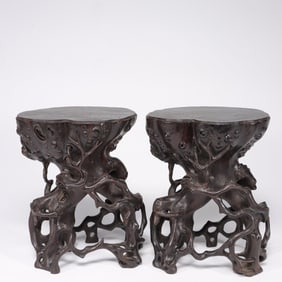 A Pair of Zitan Wood Stands