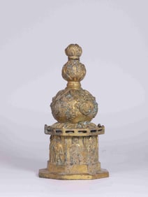 A Gilt Bronze Stupa