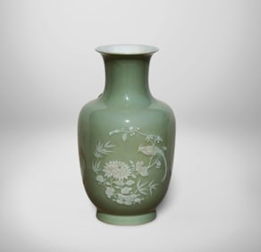 A Chinese White and Green Vase