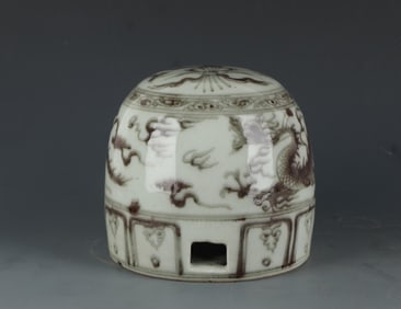 A Red Underglazed Porcelain Mongolian 'Bun'