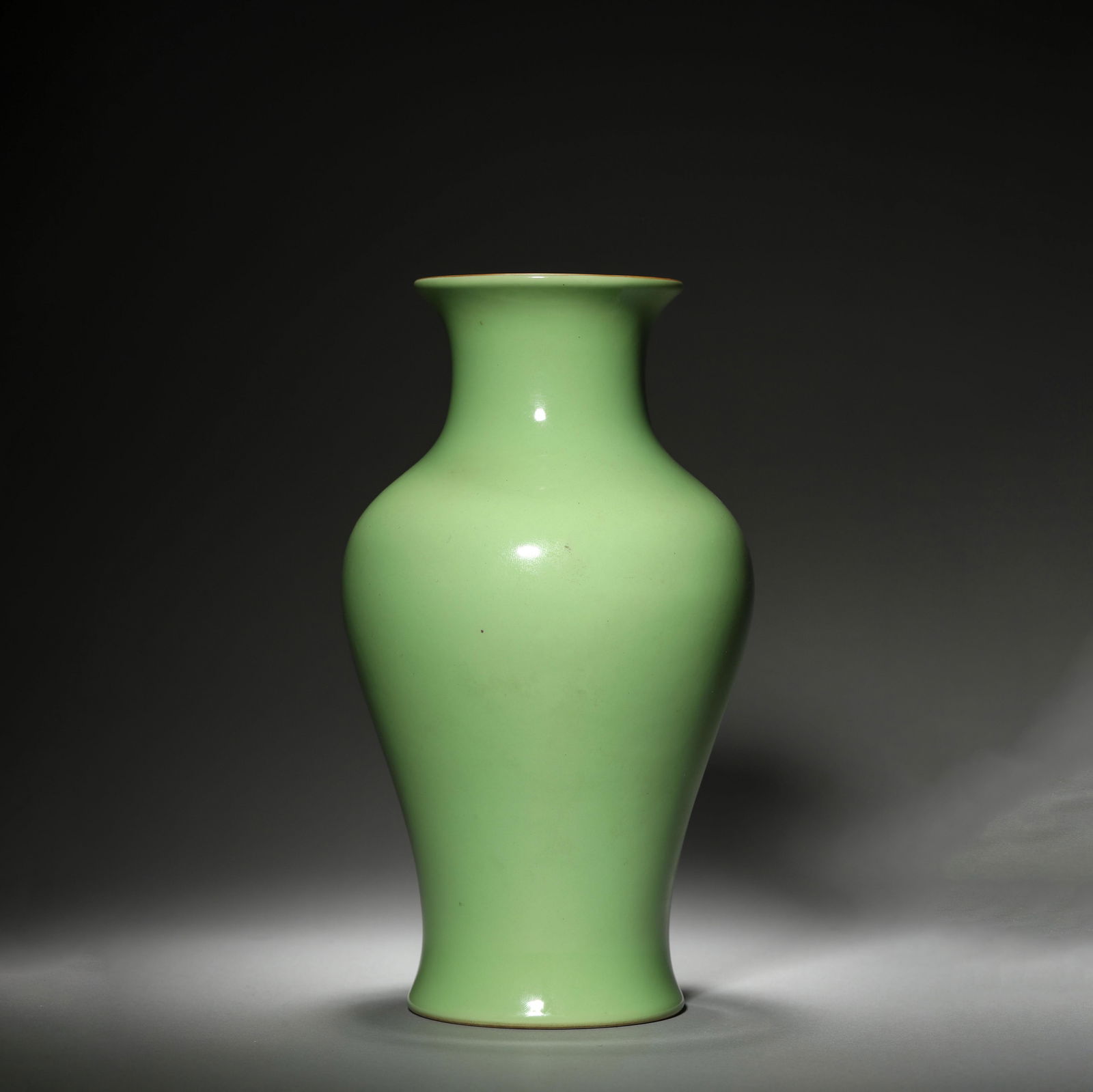 Green Glaze Guanyin Vase: Green Glaze Guanyin Vase. Diam:4.72" Height:8.66"