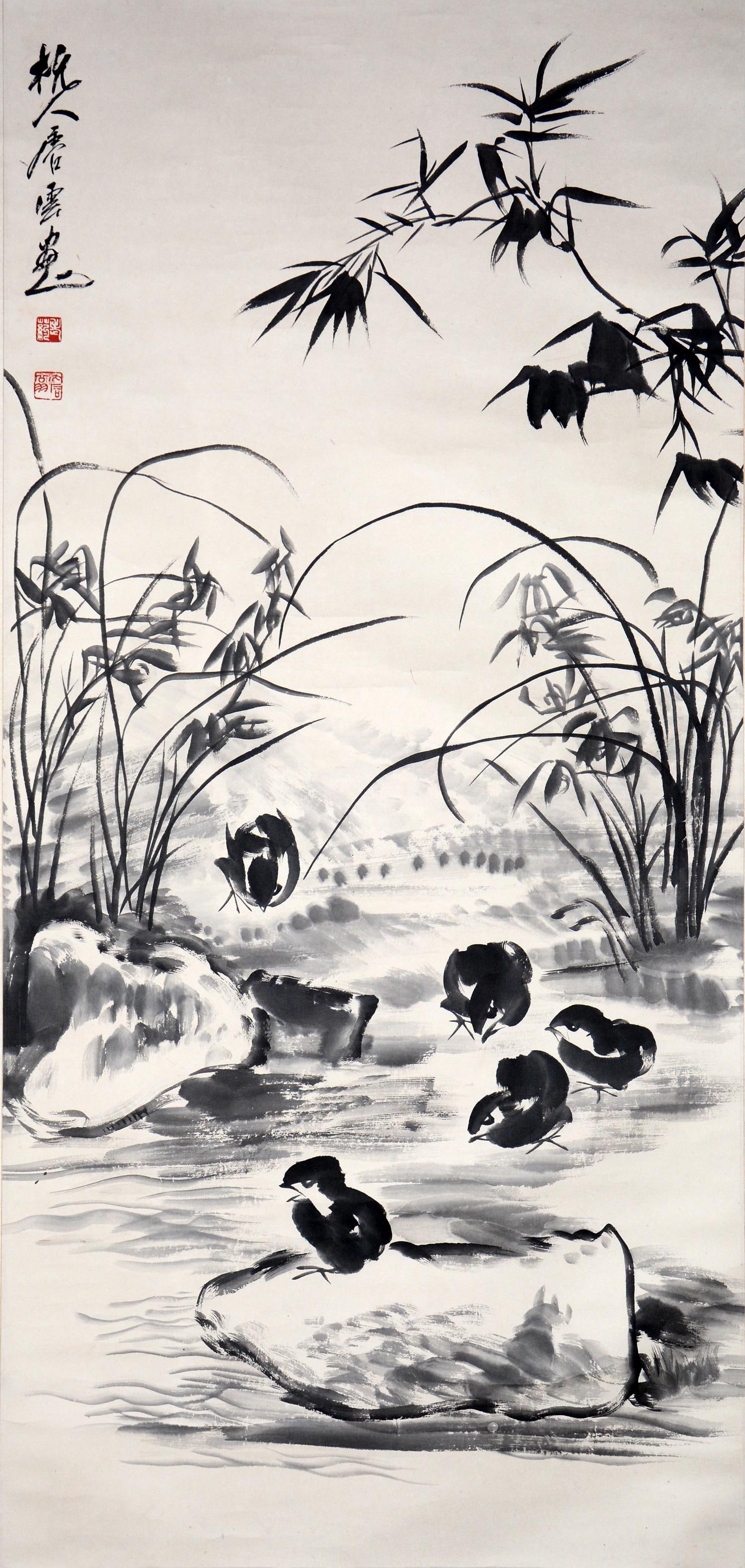 Tang Yin Mark,Chinese Painting paper, Hanging scroll (1 of 4)