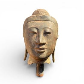 A Large Bronze Buddha Head