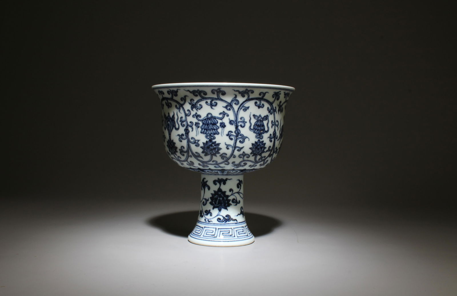 A Blue and White Stem Bowl (1 of 6)