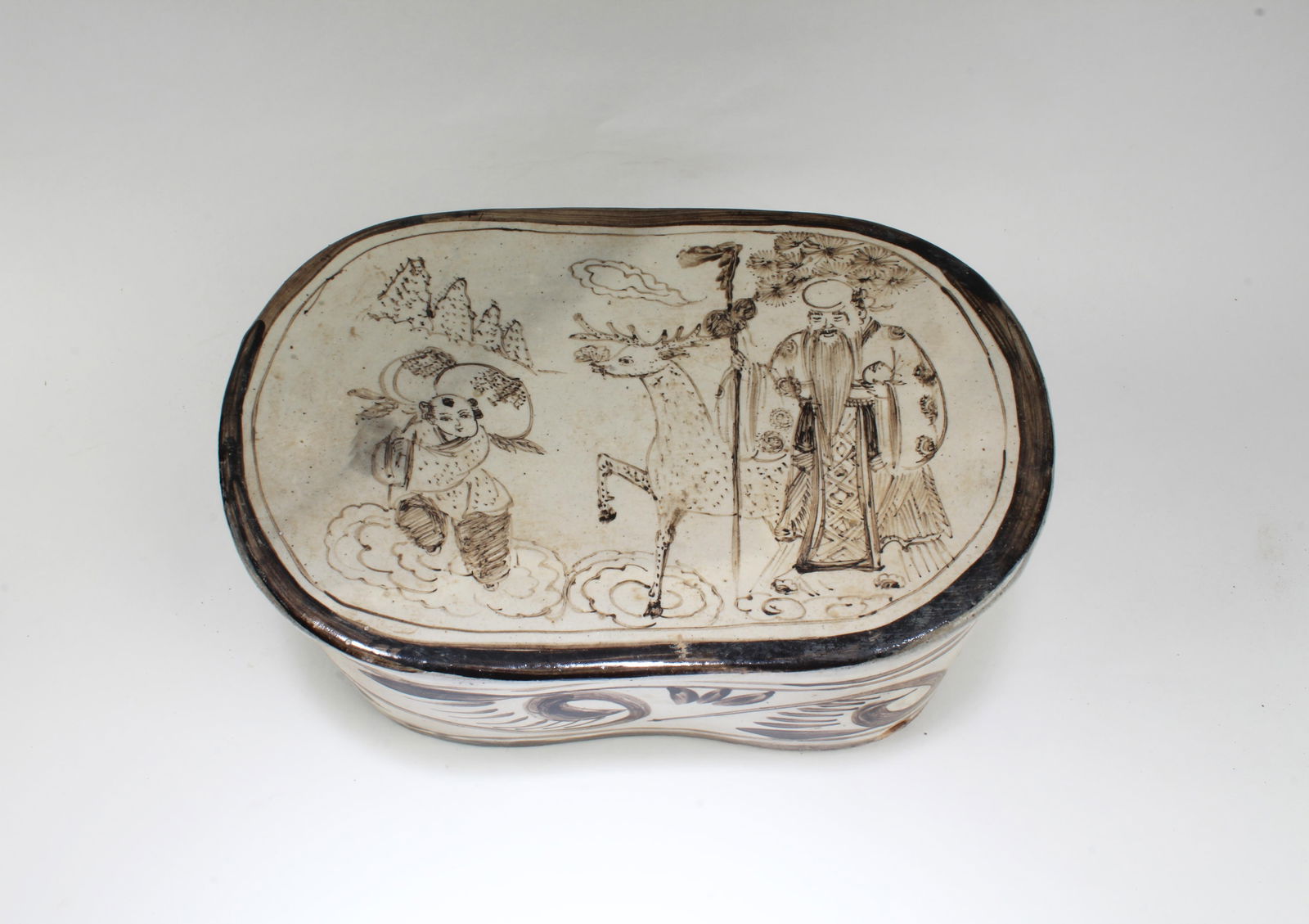 Chinese Cizhou Pillow: Chinese Cizhou Pillow. Length: 11.5" Height: 5"