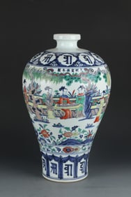 A Porcelain Figure Story Meiping Vase