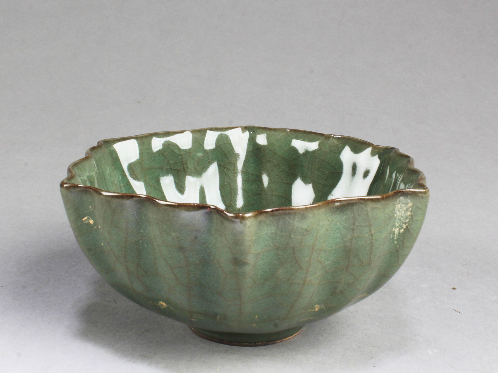 Chinese Geyao Bowl: Chinese Geyao Bowl with fluted sides. Diameter: 5.5"
