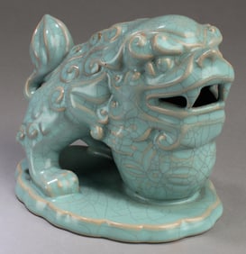 A Chinese Crackleware Mythical Beast Statue