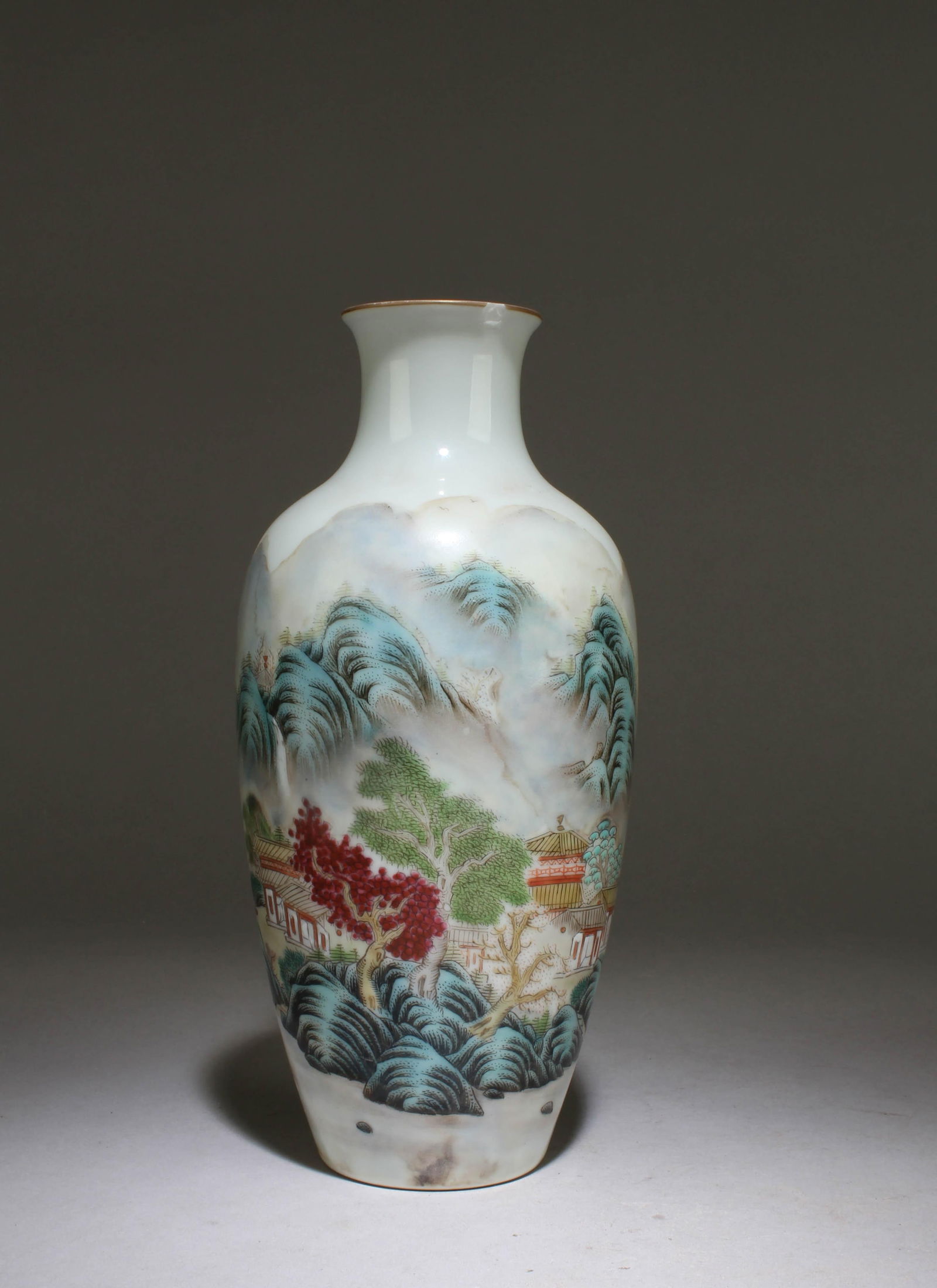 A Chinese Fencai Vase: A Chinese Fencai Vase. Dimension: 9.3" x 4.25".