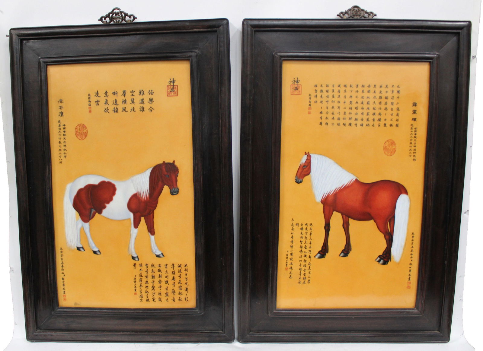A Pair of Chinese Hardwood Framed Porcelain Painti (1 of 9)