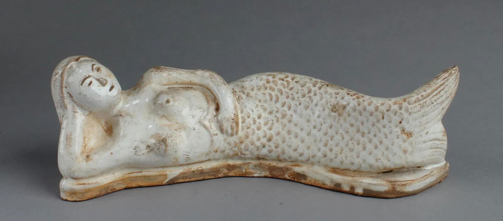 Chinese Pottery Mermaid Statue (1 of 3)