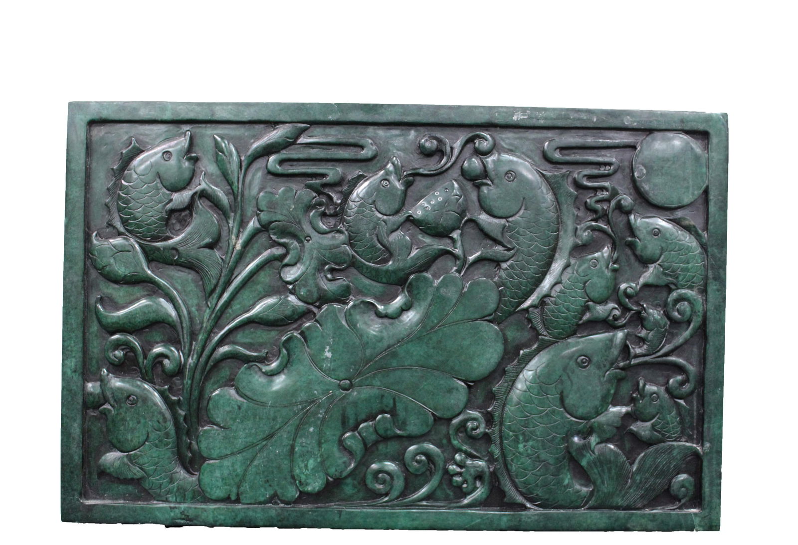A Two-Sided Carved Spinach Green Jade Ornament (1 of 2)