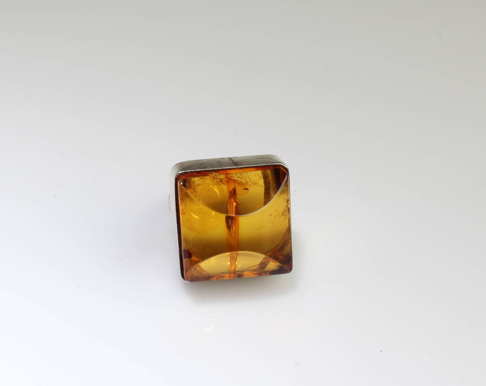 A Square Shaped Amber Ring - 4