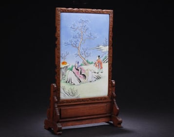 Chinese Bronze Enamel Table Screen