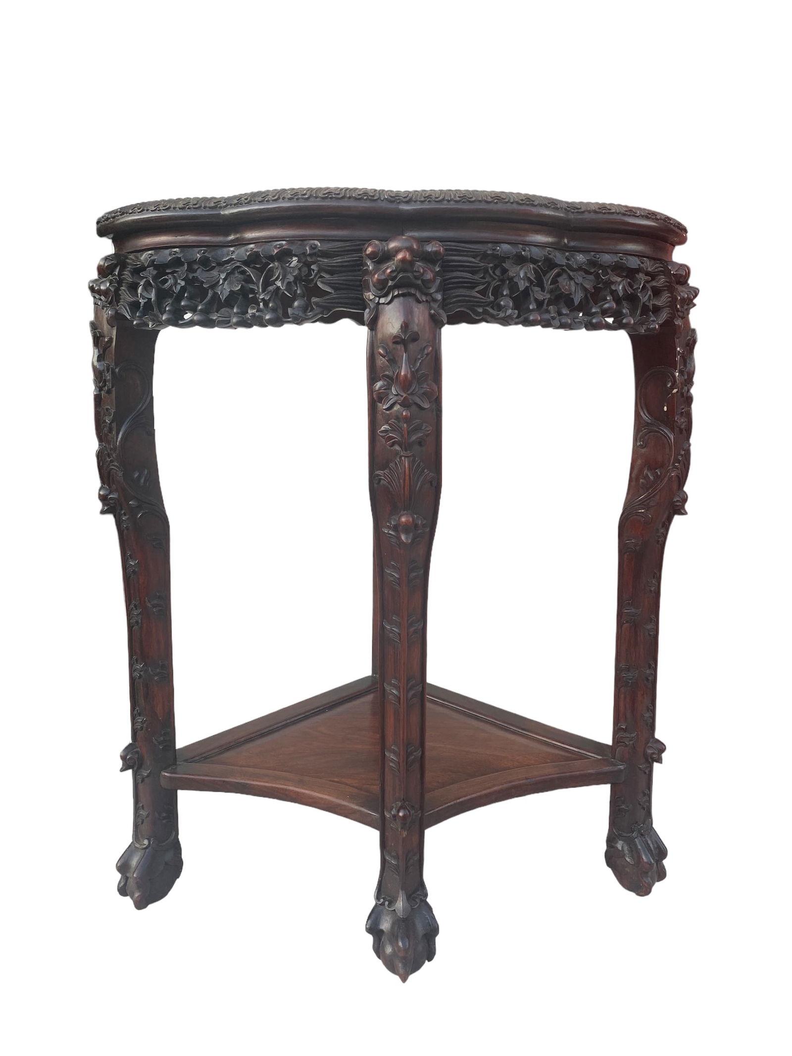 A Chinese Carved Hardwood Corner Table (1 of 11)