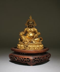19th Century Gilt Bronze Bodhisattva Statue