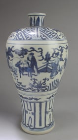 Chinese Blue & White Porcelain Meiping Vase