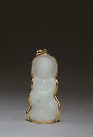 Chinese Jade Pendant with Gold Casing
