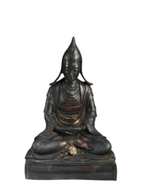 A Gold Paste Bronze  Buddha Statue