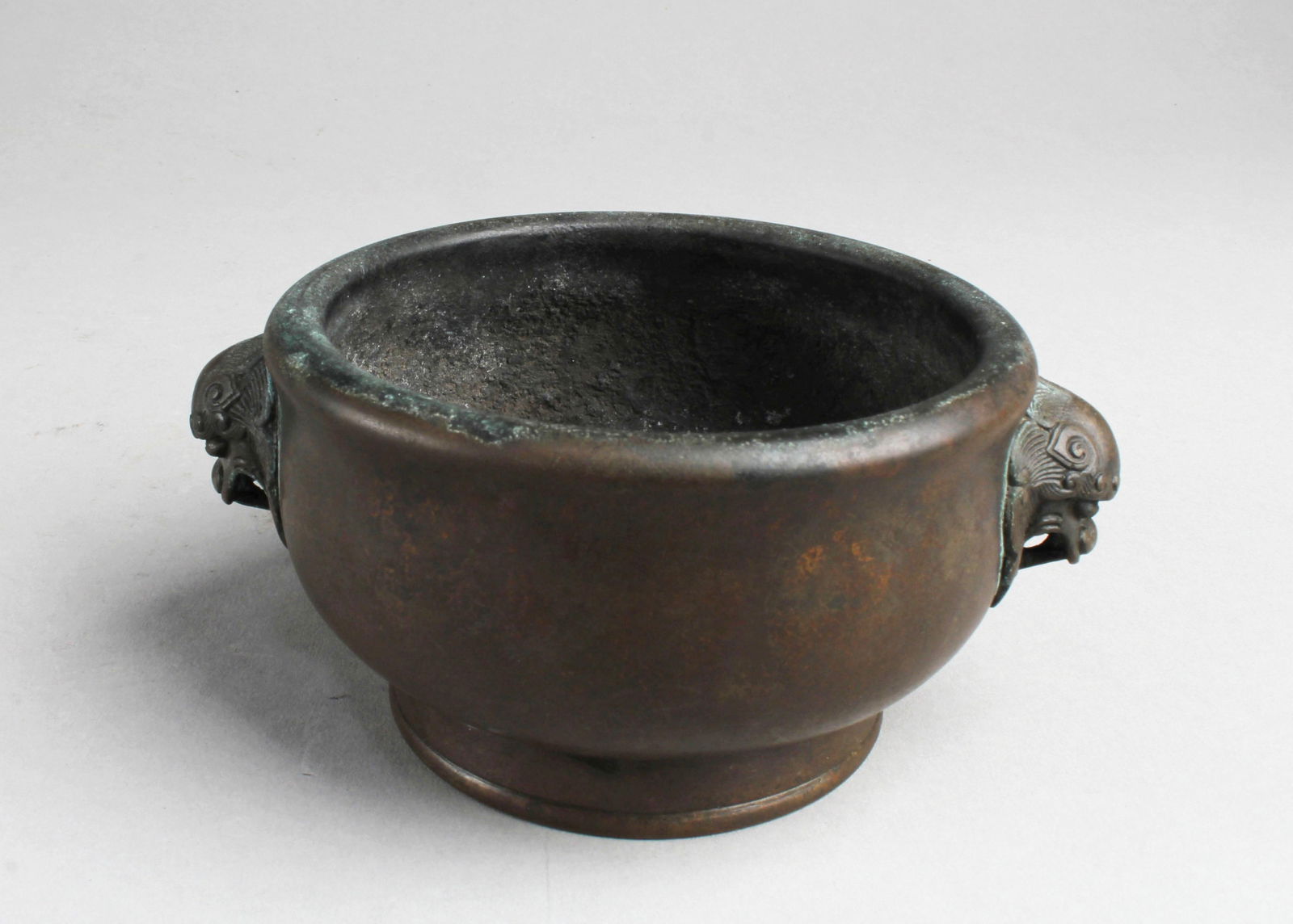 Chinese Bronze Censer: Chinese Bronze Censer. Diameter: 4"