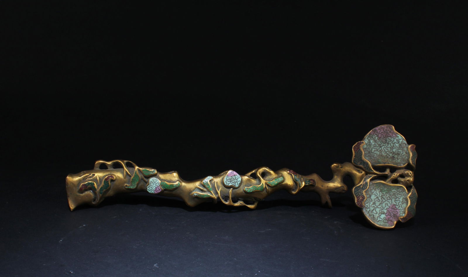 Antique Gilt Bronze Ruyi Scepter: Antique Gilt Bronze Ruyi Scepter. Length: 13.25"