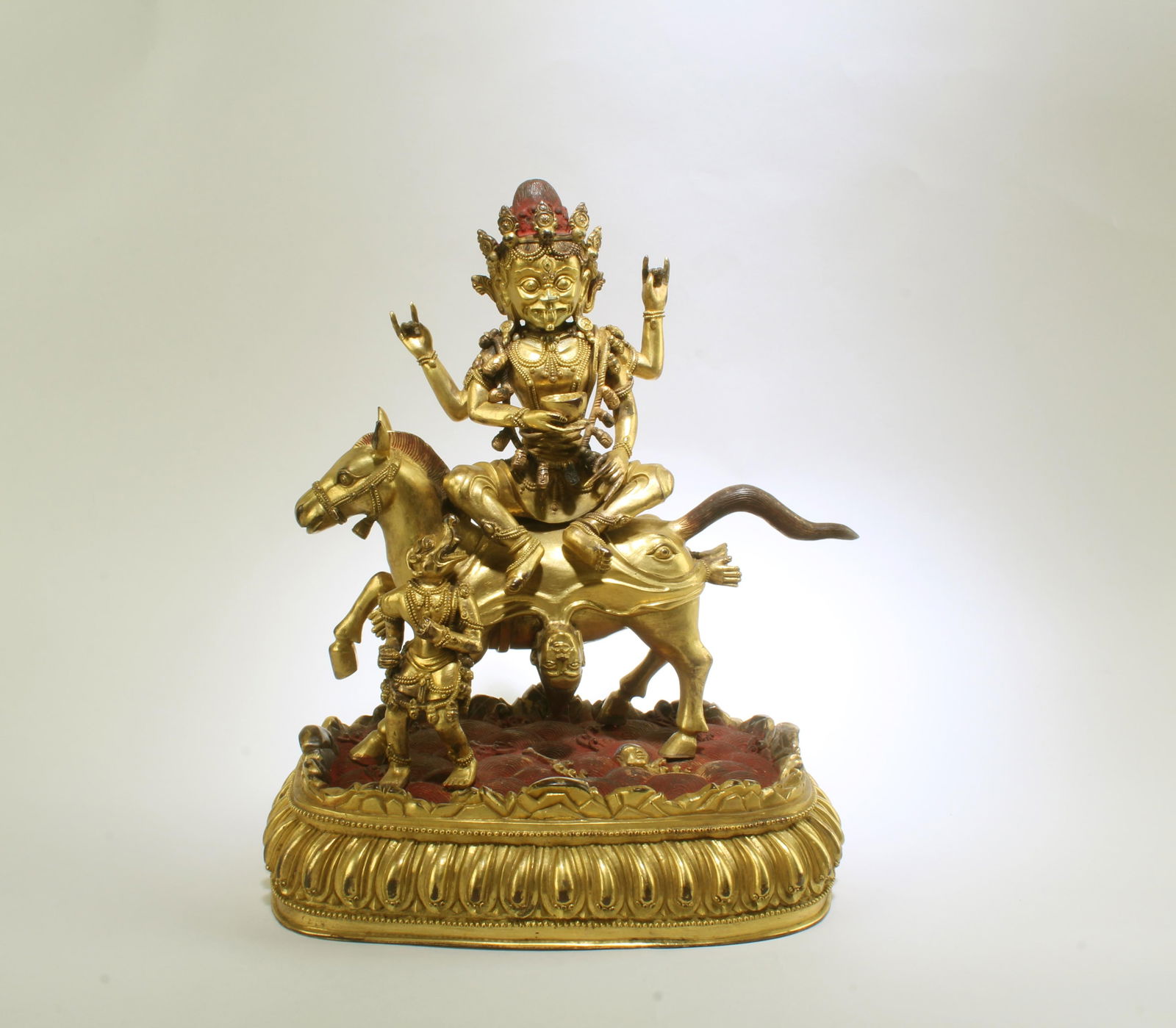 18th/19th C.Tibetan Gilt Bronze Bodhisattva Statue: A Gilt Bronze Bodhisattva Statue. Length: 8.25" Height: 10"Provenance: Pasadena Antique Shop