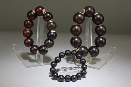 A Set of 3 Wooden Bead Bracelets