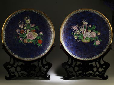 A Pair of Cloisonne Enamel Vases