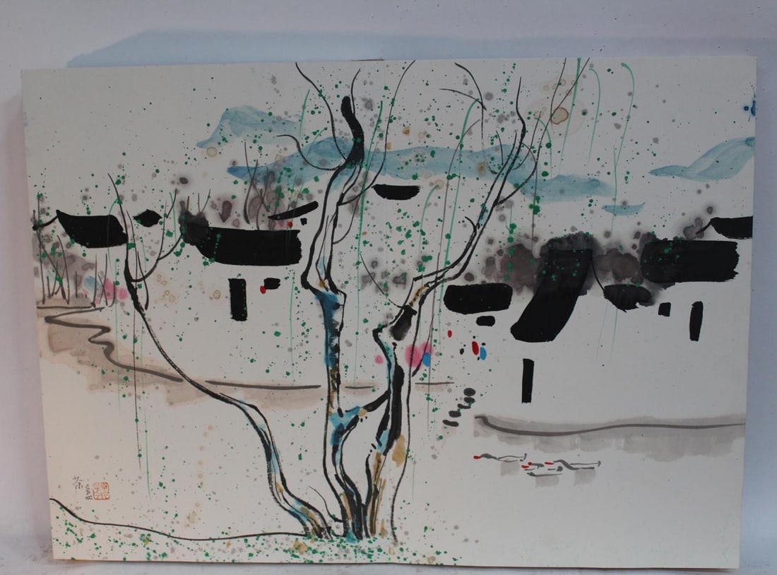 Chinese Painting Book Album: Chinese Painting Book Album, signed with seal attributed to Wu Guan Zhong. Length: 13.75" Height: 19.75"