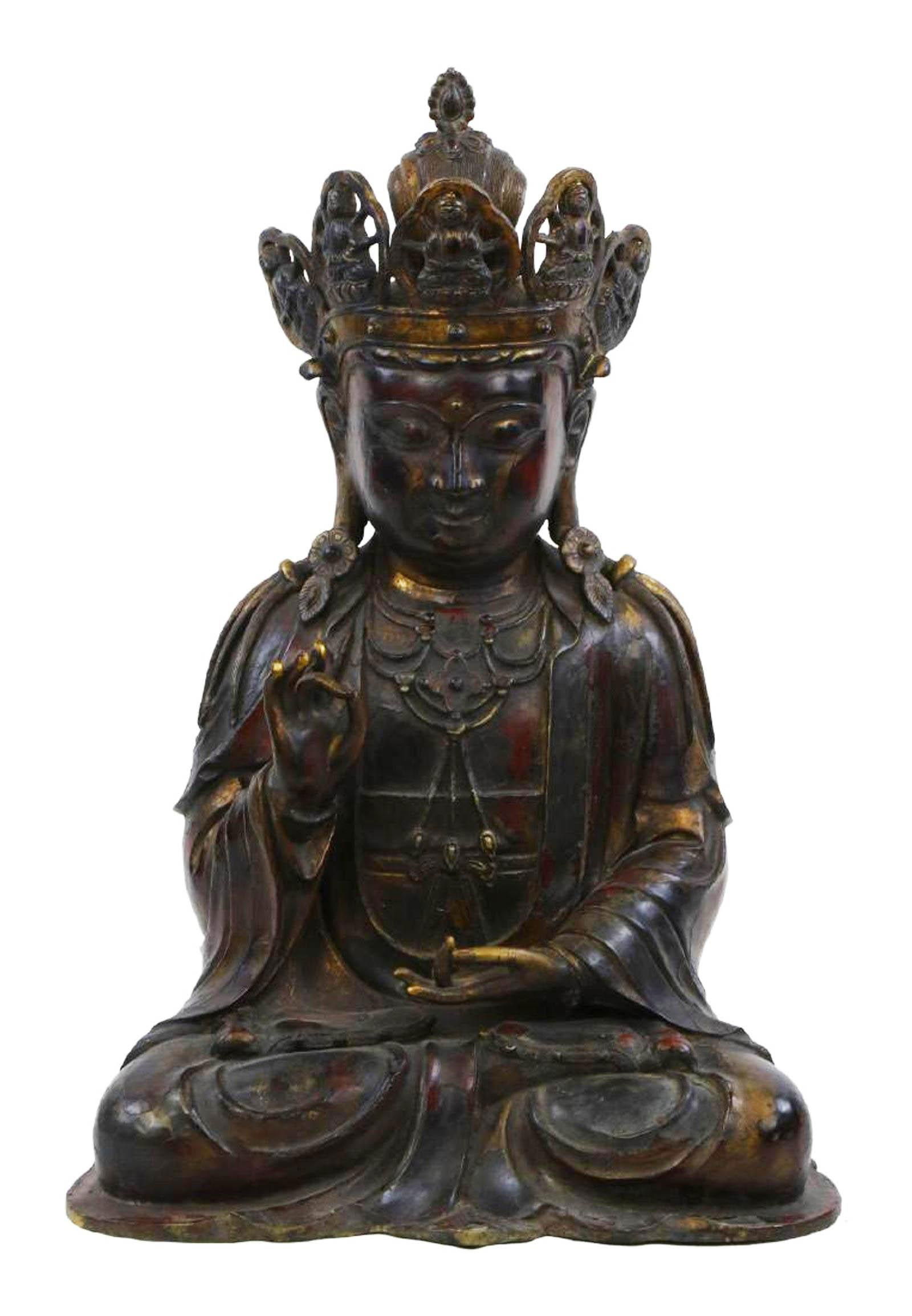 Chinese Gilt Bronze Bodhisattva Statue: Chinese Gilt Bronze Bodhisattva Statue. Height: 20.25"
