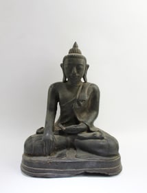 Antique 14th Century Bronze Seated Buddha Statue
