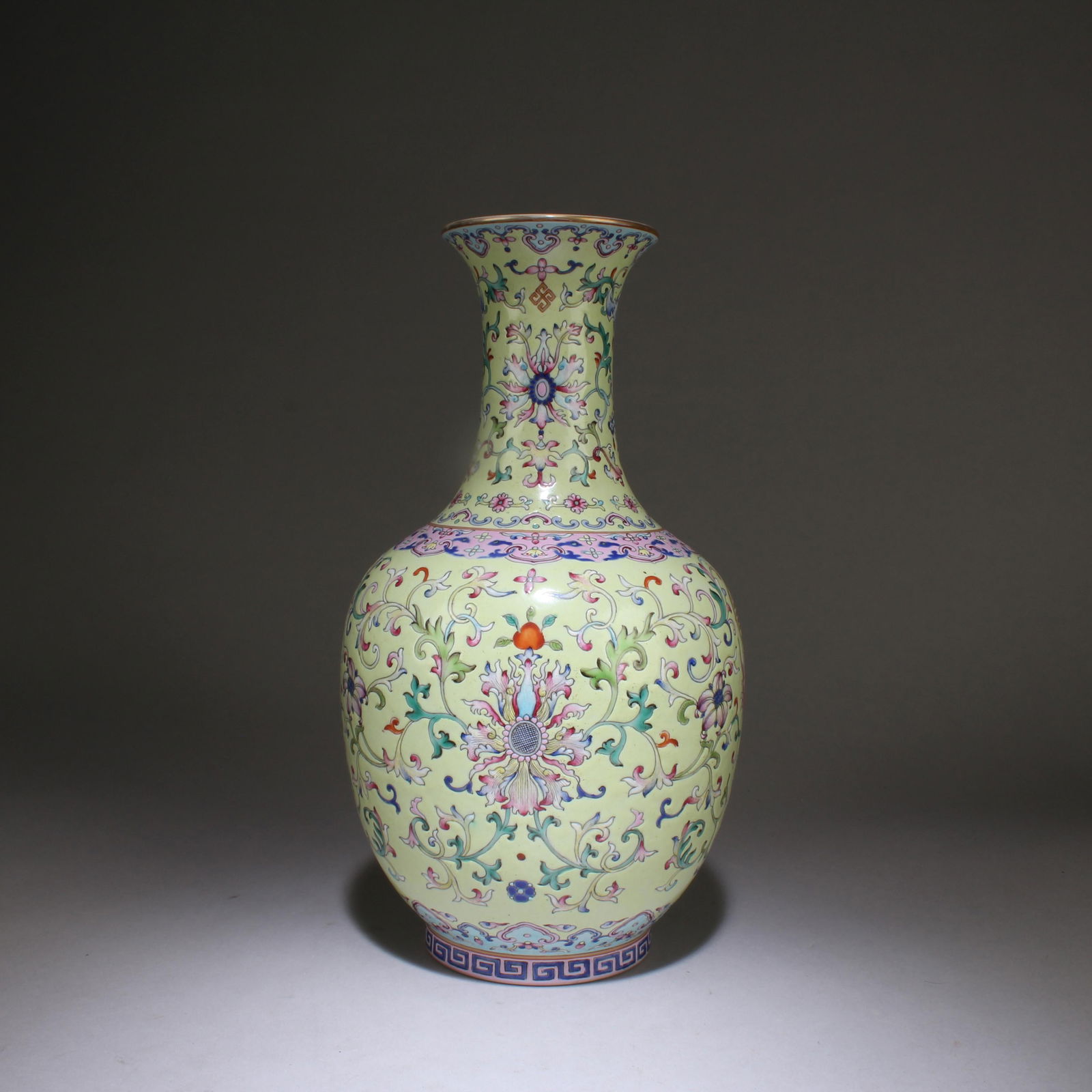 A Fencai Ceramic Vase with Box: A Fencai Ceramic Vase with Box. "QianLong" mark at base. Dimensions: 11.5" x 6.3"
