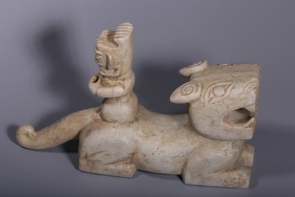 A Jade Figure on Tiger Ornament