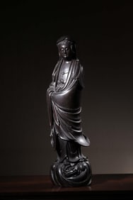 A Zitan Wood Guanyin Statue