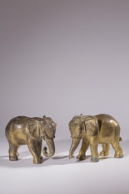 A Pair of Gilt Bronze Elephant Figures