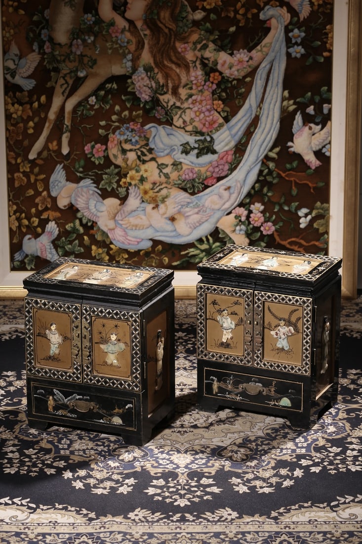 A Lacquered Wood Inlaid Jewelry Cabinet (1 of 18)