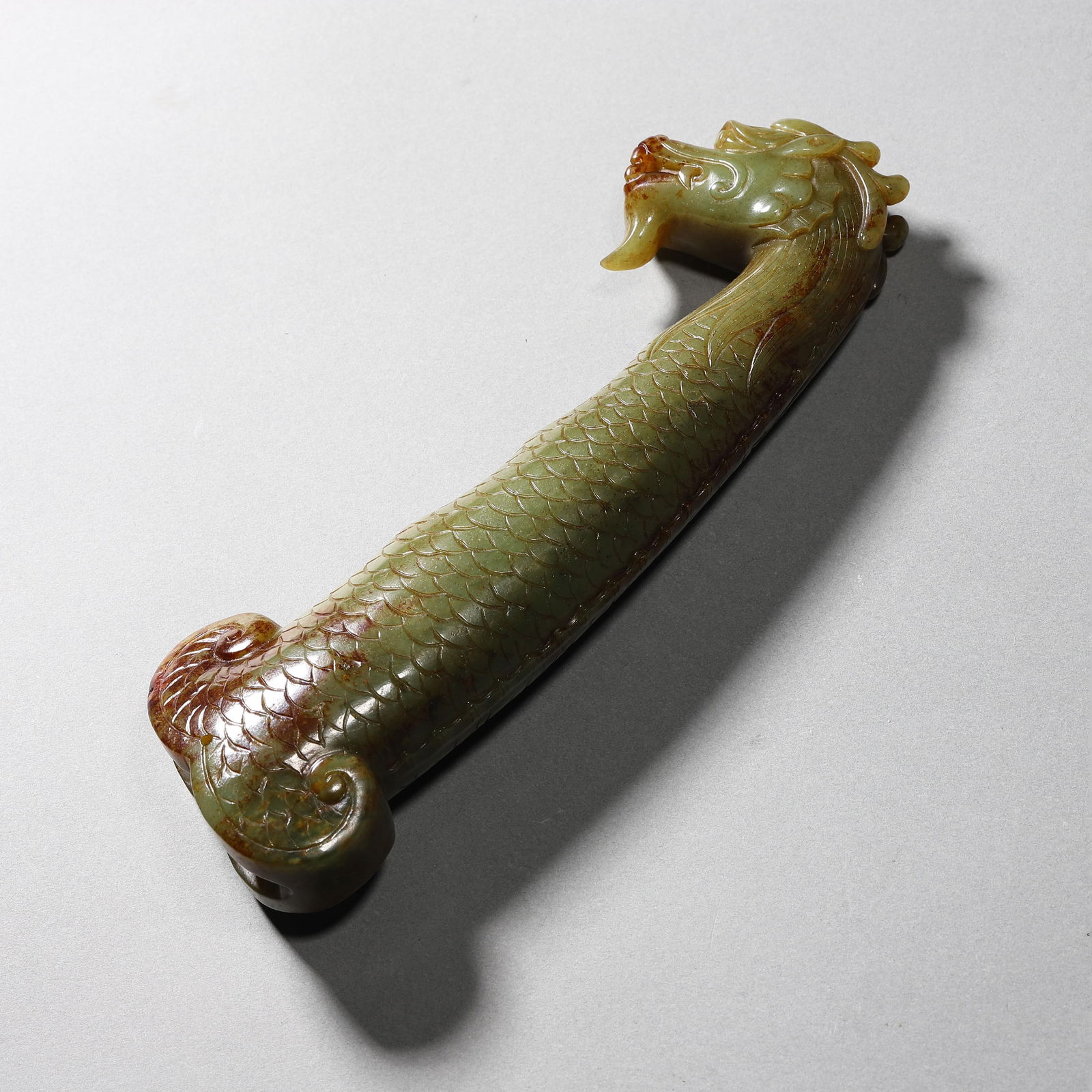 Carved Yellow Jade Dragon Head Ornament (1 of 6)