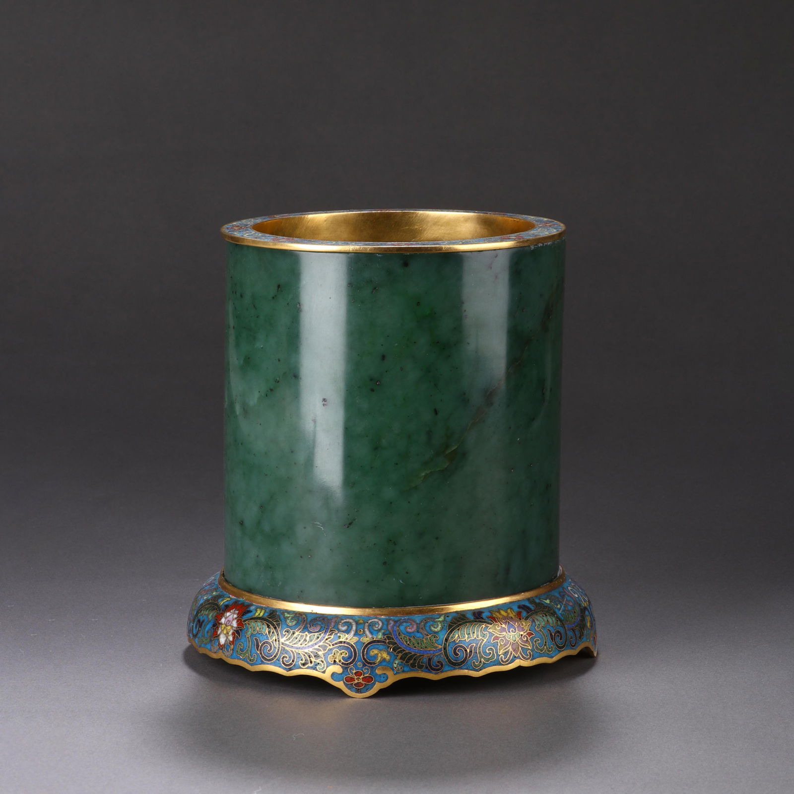 Jade-Inlaid Cloisonné-Enamel ‘Brushpot’ (1 of 8)