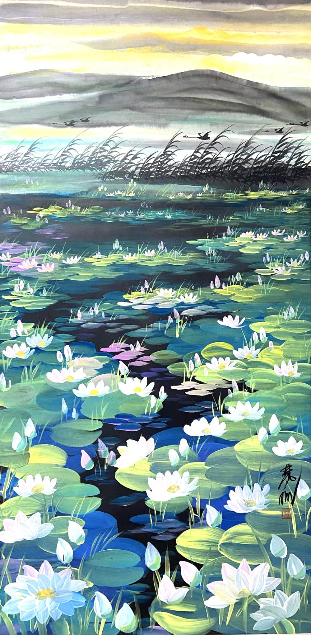 Lin Fengmian mark, Chinese painting paper scroll (1 of 9)