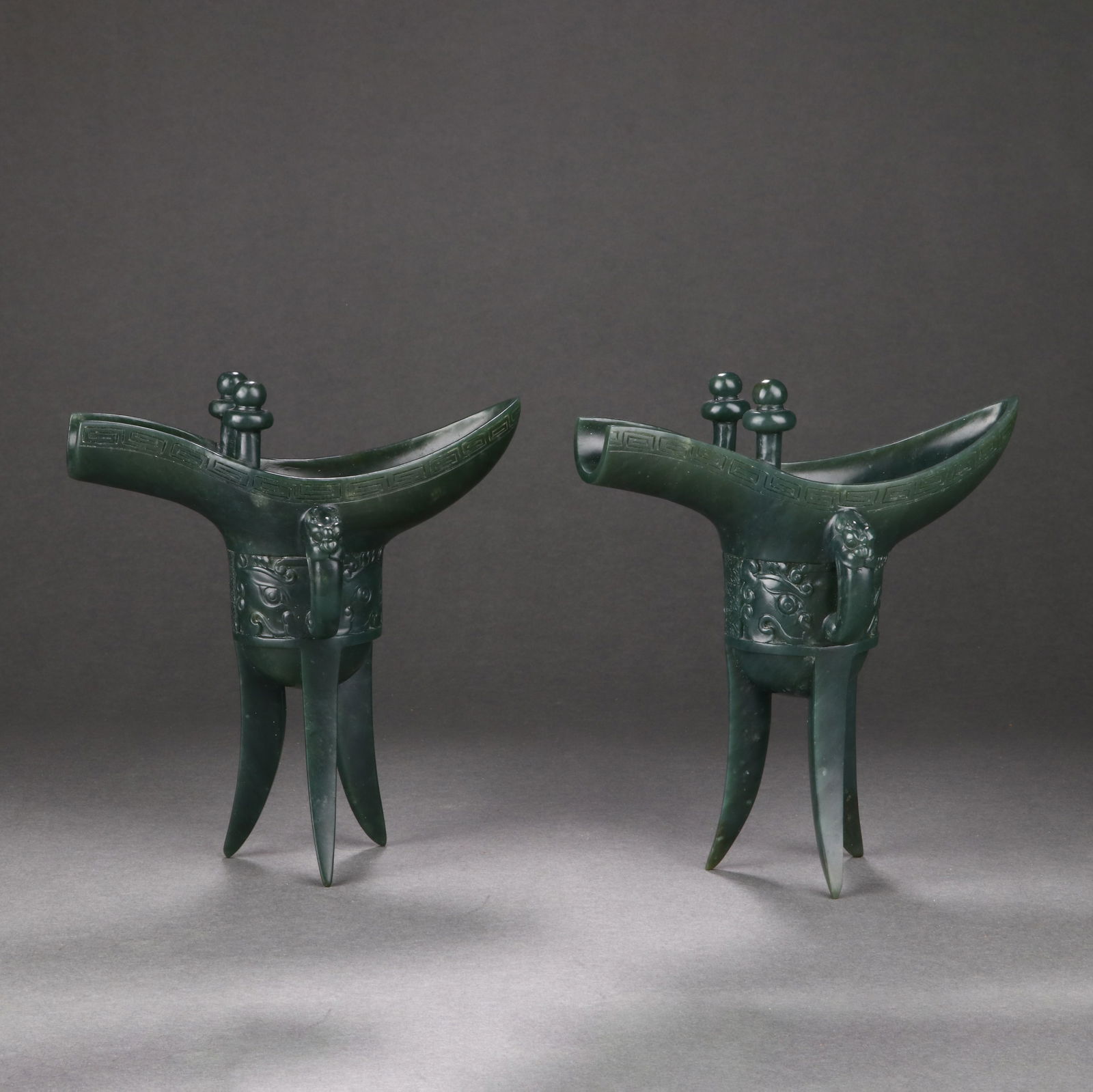 Pair Of Spinach Green Jade Cups (1 of 7)