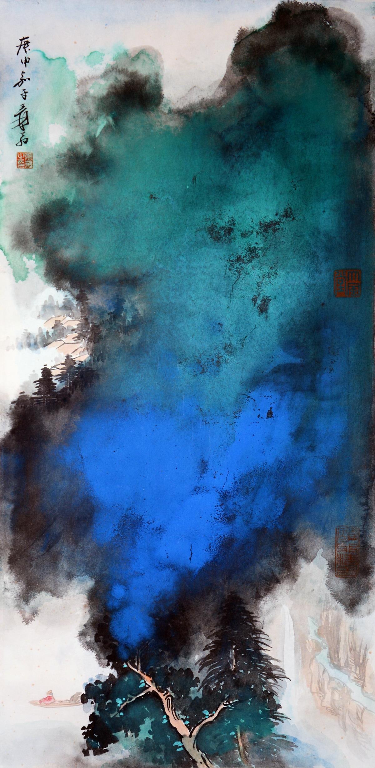 Zhang Daqian Mark, Chinese Painting, Ink and Color on Paper, Hanging scroll (1 of 5)