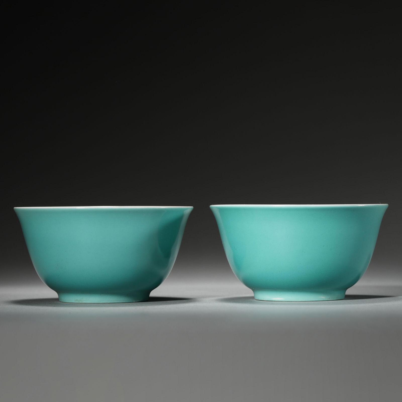 Pair of Turquoise Green Glaze Cups (1 of 4)