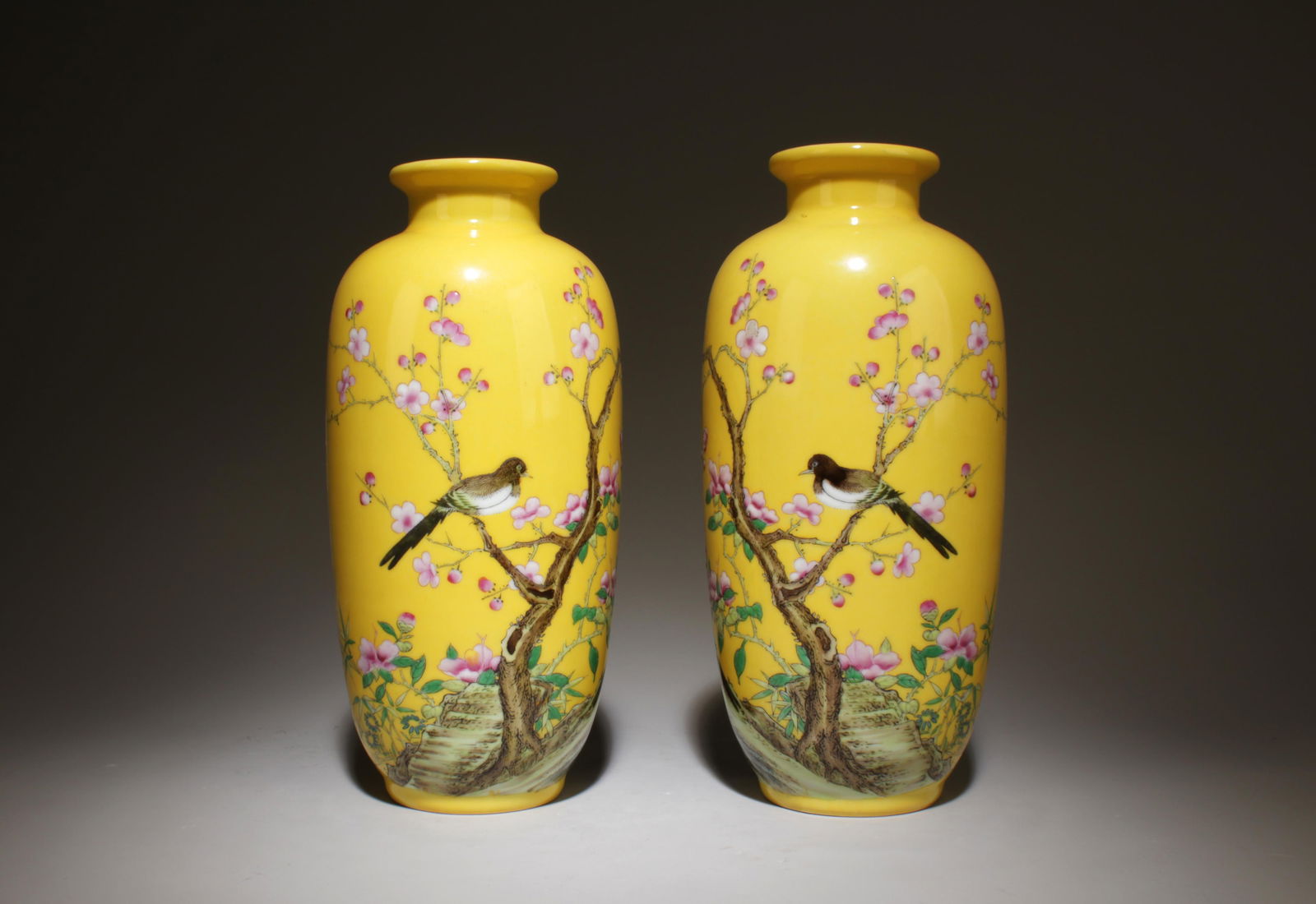 A Pair of Porcelain Vases with Bird and Flower (1 of 7)