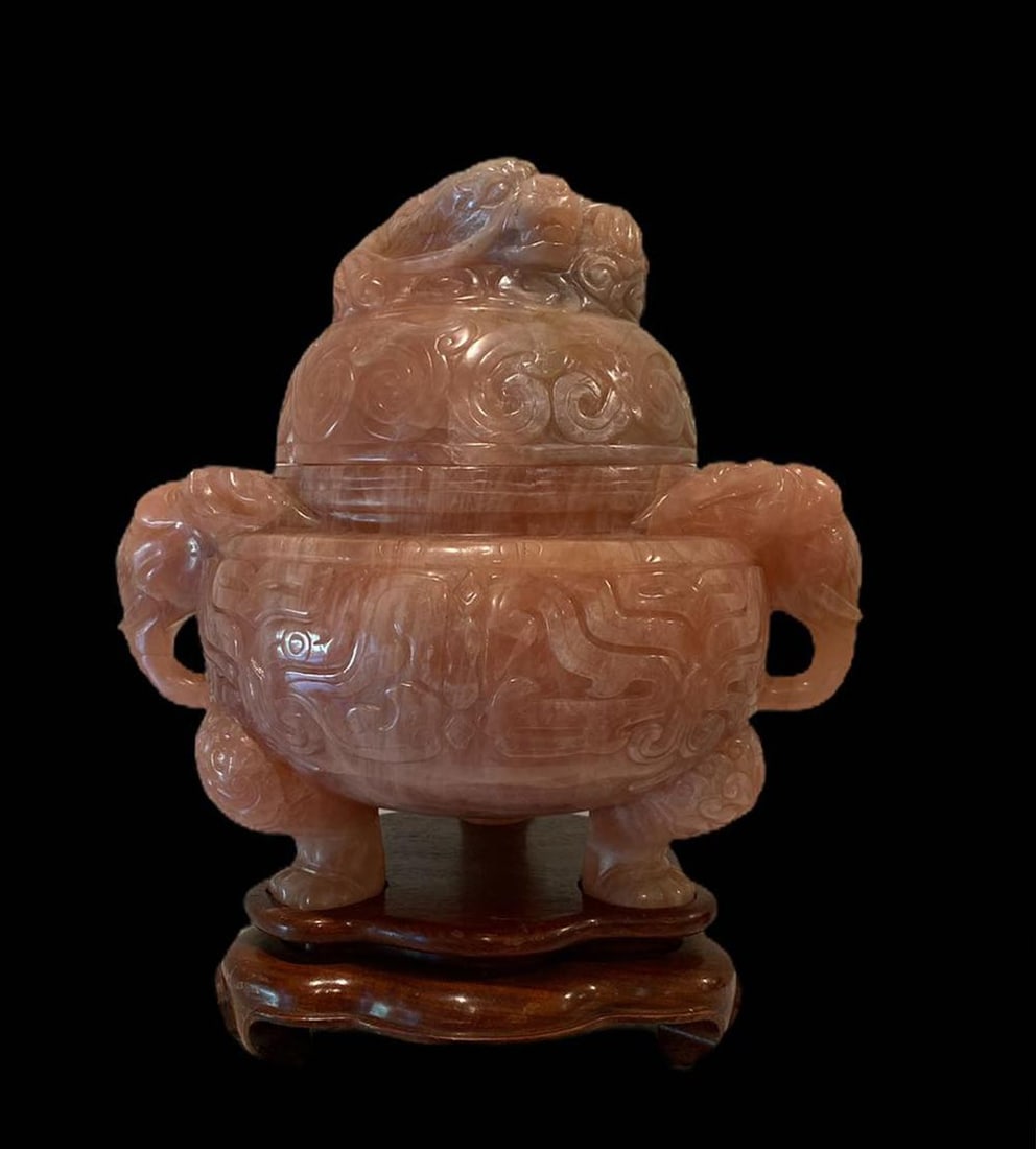 Chinese Antique Rose Quartz Censer (1 of 5)
