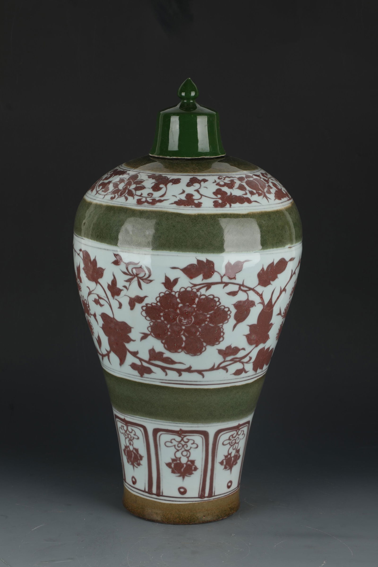 Flower Porcelain Meiping Vase with Lid (1 of 4)