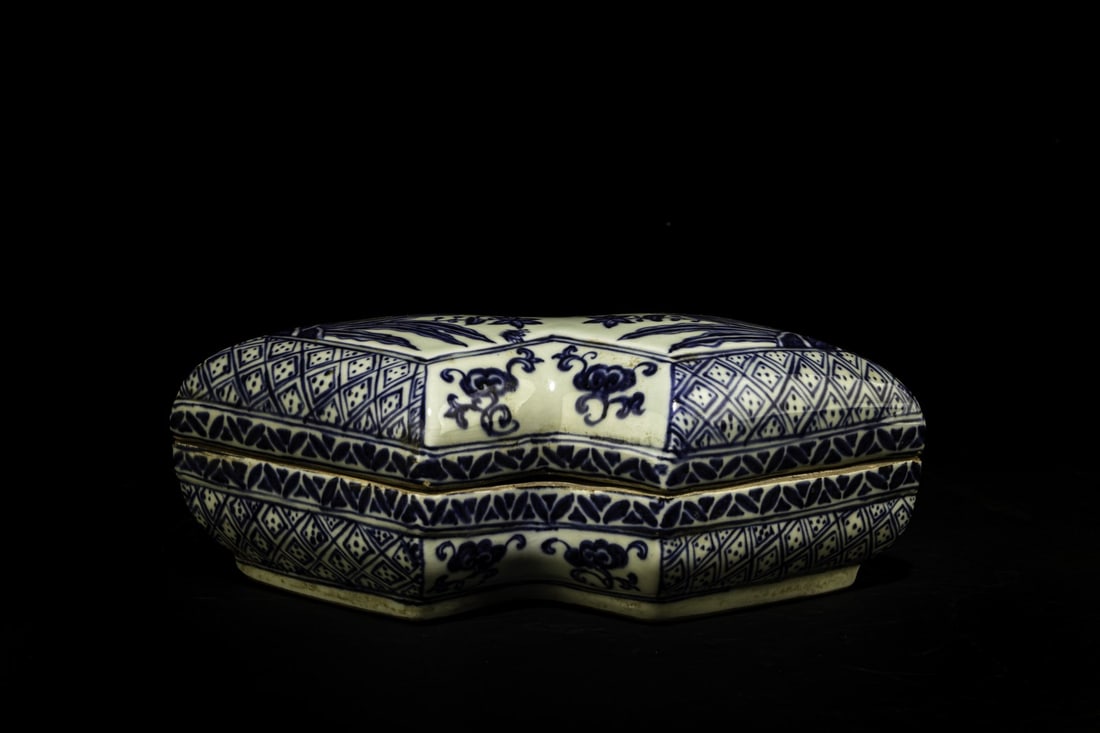 A Blue & White Box: A Blue & White Box. 'XuanDe' mark at base. Length: 9" Height: 3.75"