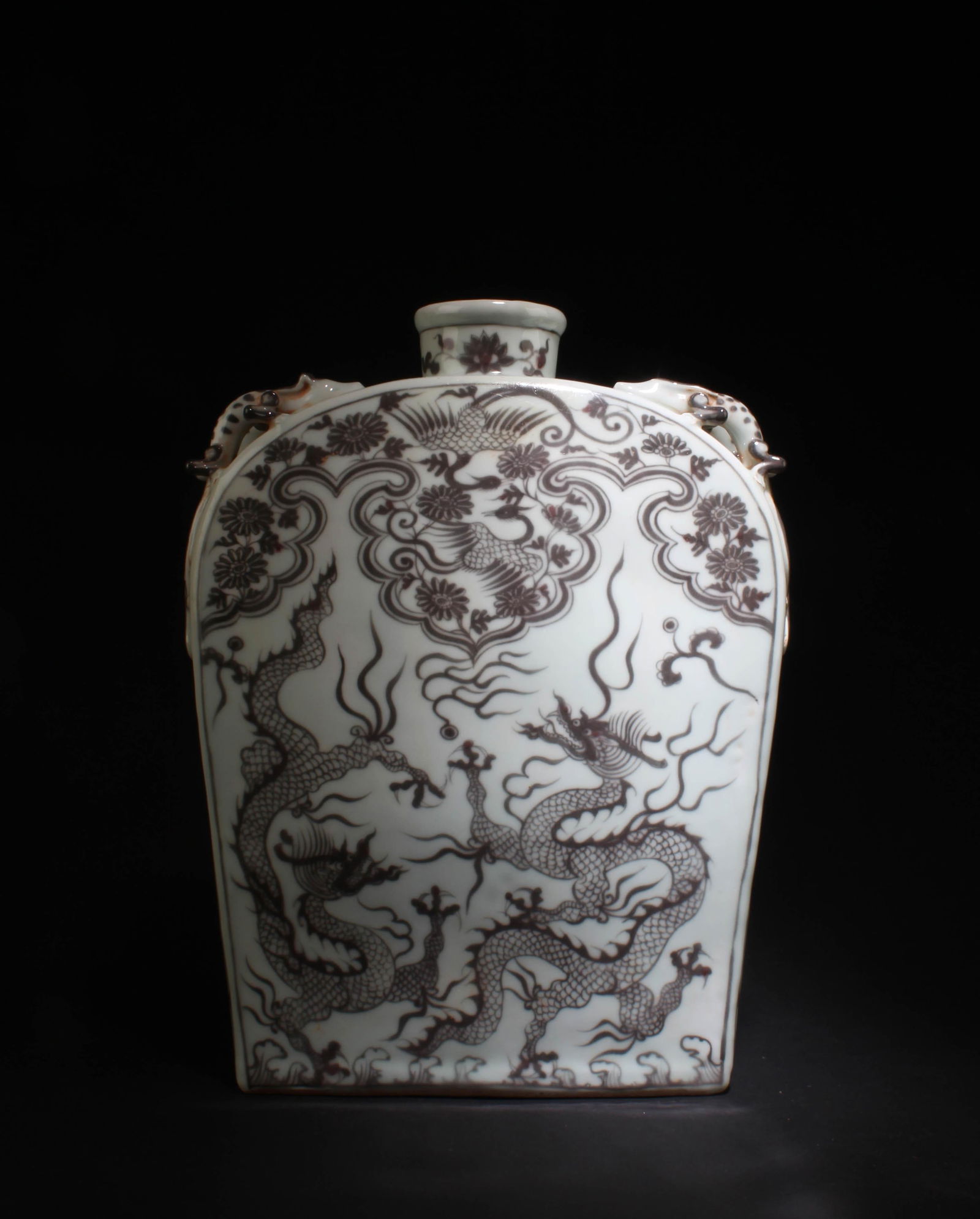 An Iron Red Moonflask Vase: An Iron Red Moonflask Vase. Height: 16" Length: 12"